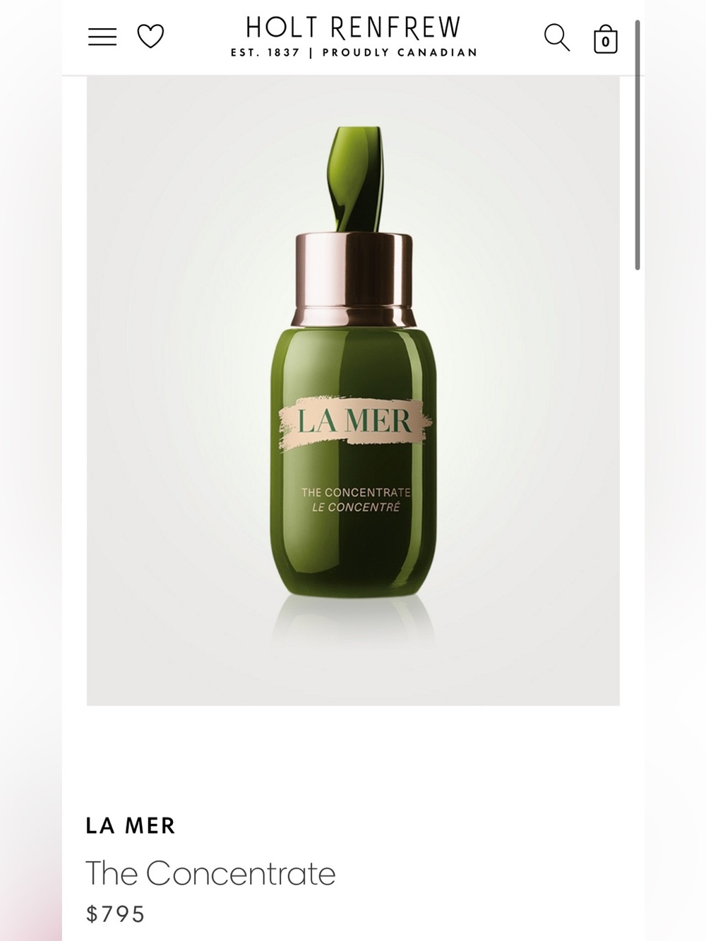 La Mer Concentrated Repair Serum - Green Bottle with Rose Gold Cap